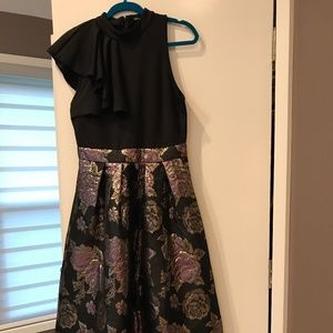 Shein ruffle trim jacquard dress